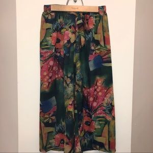 Colourful flowy floral print pants with tie